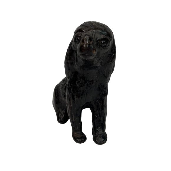 Handcrafted Dark Tan Leather Dog Figurine Sculpture Glass Eyes Spaniel? - Picture 2 of 10